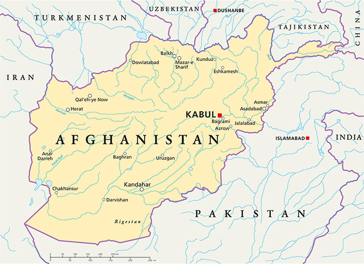 Afghanistan Political Map with capital Kabul